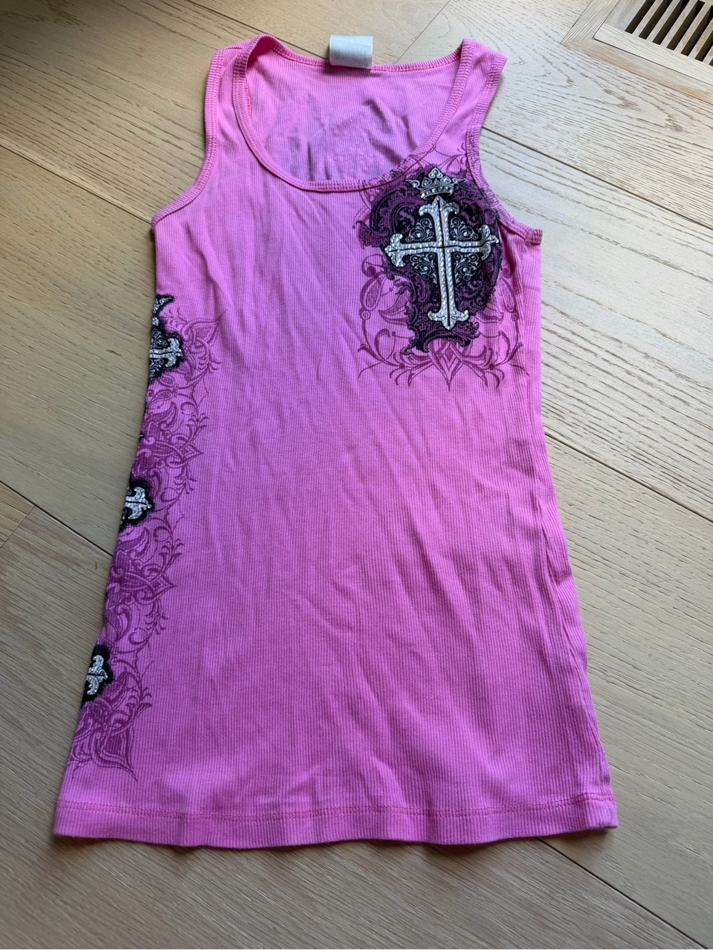 Vocal Pink Graphic Cross Tank Top Y2K bling